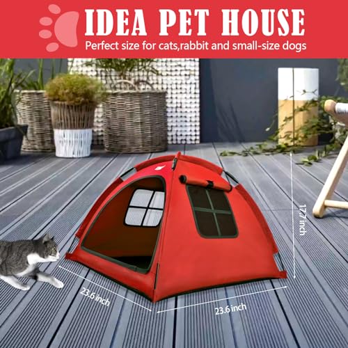 Dog Tent House, Cat and Dog Waterproof Tent House, Breathable Washable Indoor/Outdoor Pet Tent, Outdoor Dog Shade Suitable for Cat, Puppy, Bunny and Small Animal (Red S) Cherry Red - PawsPlanet Australia
