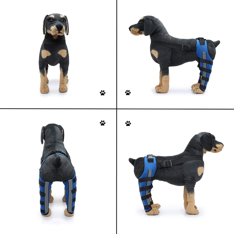 Dog Knee Brace Adjustable Dog Double Rear Leg Brace with Metal Hinged Flexible Support and Reflective Seat Belts Dog Acl Brace Hind Leg Blue (M) Medium - PawsPlanet Australia