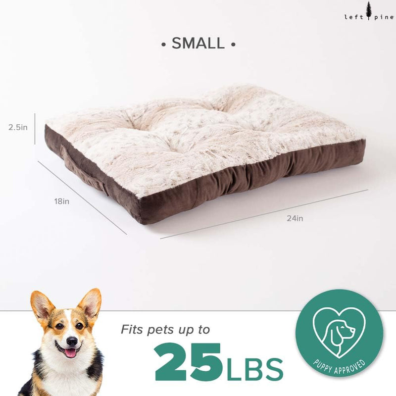 Gusseted Essential Dog Mat, Plush Pet Bed - Deluxe Sleeping Mat for Puppies or Small Dogs - Fluffy, Recycled Fiber Filling, Machine Washable, Fits in Crate (Tan Spotted, Small) Tan Spotted - PawsPlanet Australia