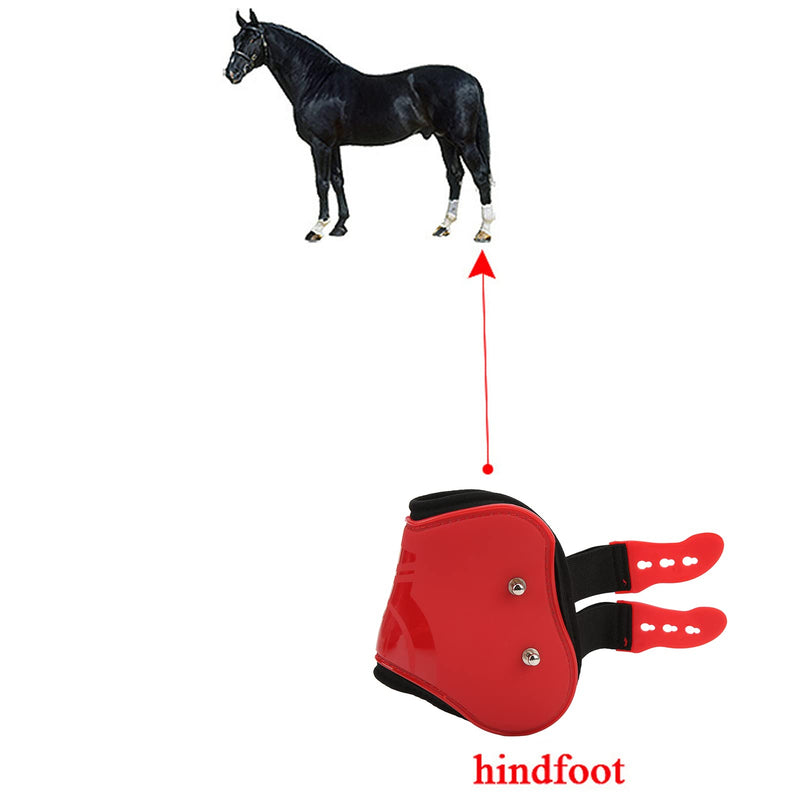 2 Pcs Horse Shin Guards, PU Material Red Horse Hind Leg Shin Guards Shell Adjustable Neoprene Horse Leg Guard for Equestrian Show Horse Jumping