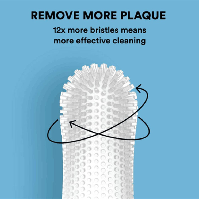 2 Pieces Dog Toothbrushs Silicone Pet Toothbrushes Full Surround Bristles Dog Finger Toothbrush for Dogs Cats and Pet(Blue and White)