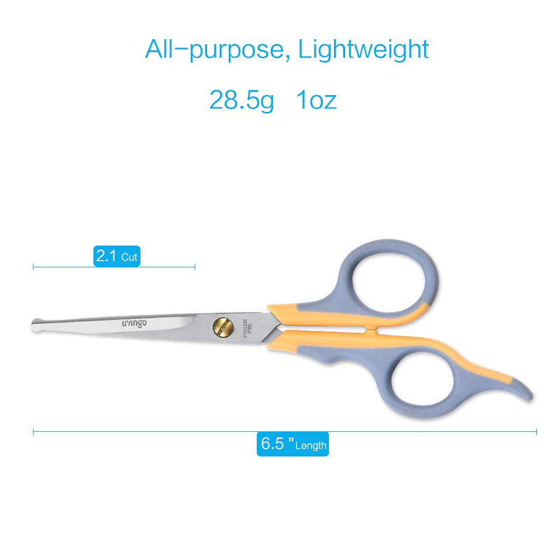 LIVINGO Professional Pet Grooming Scissors for Cats & Dogs, Titanium Coated Safe Rounded Tip and Micro Serrated Trimming Shears for Animal Face, Nose, Ear and Paw Hair, 2 Pack 6.5 inch - PawsPlanet Australia