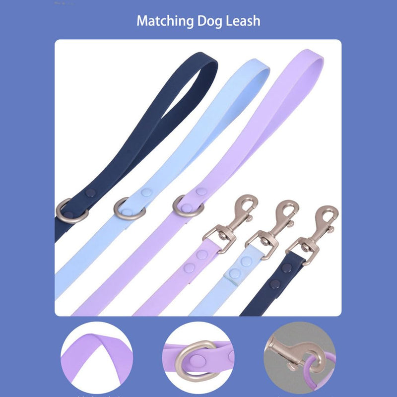 Red Rubber Dog Collar and Leash Set, Waterproof Silicone Plastic PVC Washable Quick Release Buckle Water Swim Girl Dog Collars for Small Medium Large Pet Female Dogs, L Red+leash L Neck15-23.6"