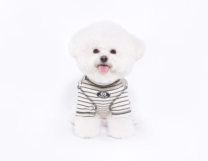 Dog Striped Thermal Undershirt,pet Apparel Designed for Warmth, Suitable for Small Dogs Cats Boy Girl. Combines Cuteness and Style. Colors: Black & White, Purple & Green. (Black-White, Large) black-white - PawsPlanet Australia