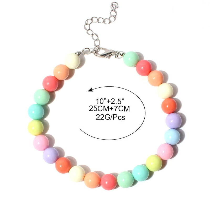 Pet Jewelry Candy Color Dog Pearl Collar Cute Teddy Necklace Jewelryc Chihuahua York Girl Clothing Dress Accessories(10+2.5 in) - PawsPlanet Australia