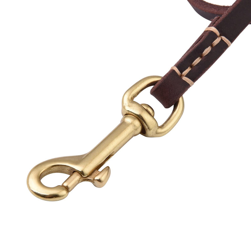 Dog Leash, 4ft 5ft 6ft Geniune Leather Dog Leash for Small Dogs, Dog Training Walking Running Brown - PawsPlanet Australia