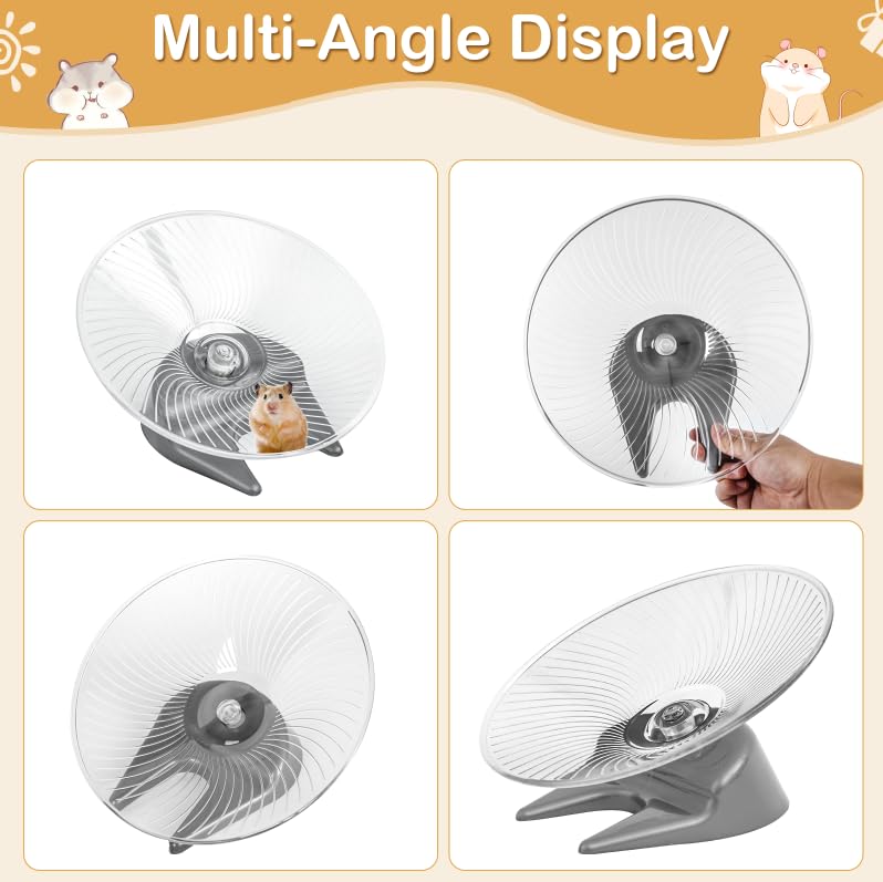 Hamster Wheel Saucer Silent Spinner/Quiet Exercise Flying Runner for Dwarf Hamster/Gerbil Rat/Hermit Crab Small Cage Large - PawsPlanet Australia