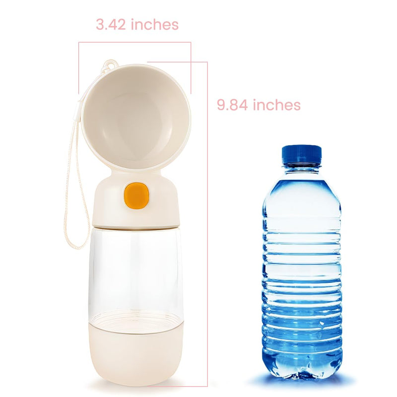 Portable Dog Water Bottle Leak-Proof, Dog Water Bottle Dispenser with Dog Food and Water Bowl Durable & Lightweight Pet Travel Water Bottle for Hiking Dog Walk Car Ride (White) White - PawsPlanet Australia
