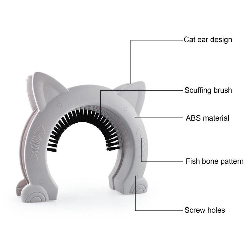 Stainless Steel Large Pet Cat Pass with Grooming Brush for White Cats - Interior Door with Needle
