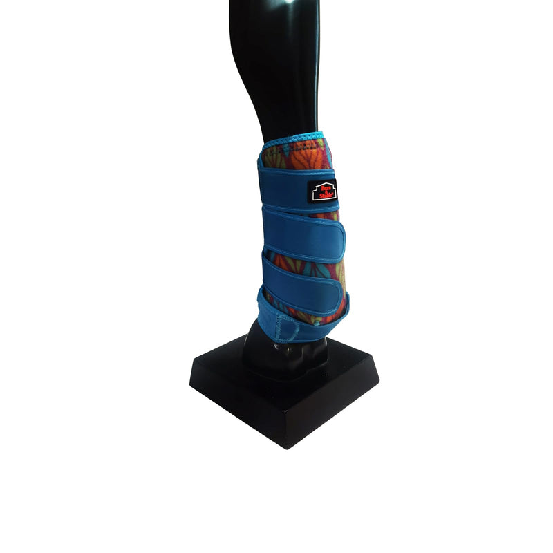 BARN & STABLE Super Breathable Horse Boots Shock-Absorbing Leg Wraps for Horse Protection Horse Sport Boots for Endurance Training Universal Front Rear Medium Blue with leaf Pattern - PawsPlanet Australia