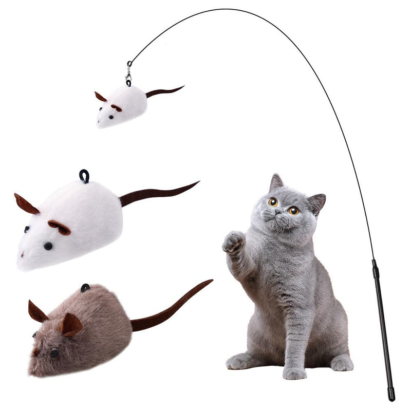 PAZ'S GIFT Cat Wand Toy, cat Stick Interactive Vocal Toy Mouse, Squeak, Mouse, cat Toy, cat Kick Toy, Suitable for All cat Types, 2-Pack - PawsPlanet Australia