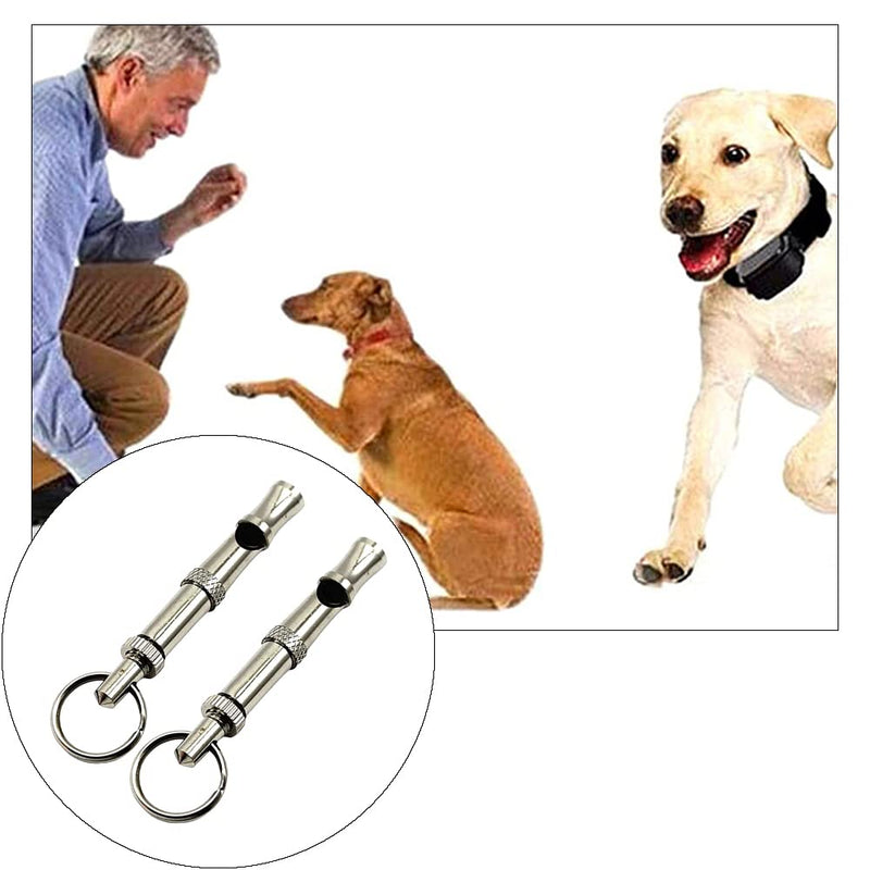 Dog Whistle to Stop Barking Neighbors Dog Training Tools High Pitch Dog Training Whistle Copper Core Dog Whistles for Recall and Pet Behavior Control (2 Pcs) Silver - PawsPlanet Australia