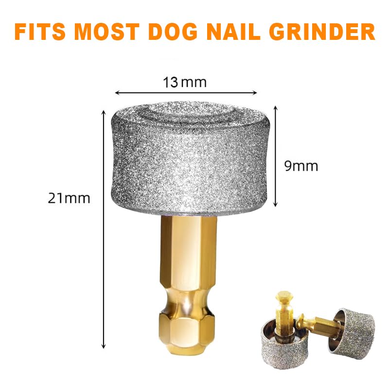 Dog Nail Grinder Replacement Head, 2 Pack Pet Nail Grinder Wheels Heads Bits, Diamond Grinding Heads, for All Models and Most Brands Dog Nail Grinders Accessory (Replaceable Grinding Head) - PawsPlanet Australia