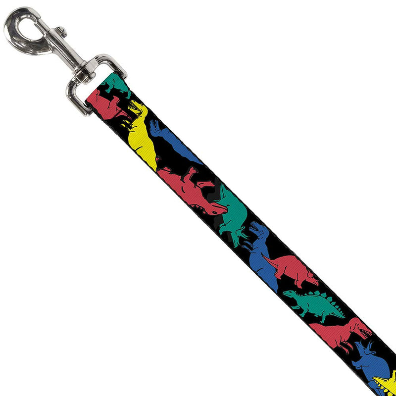 Buckle-Down Pet Leash - Dinosaurs Black/Multi Color - 6 Feet Long - 1" Wide - PawsPlanet Australia