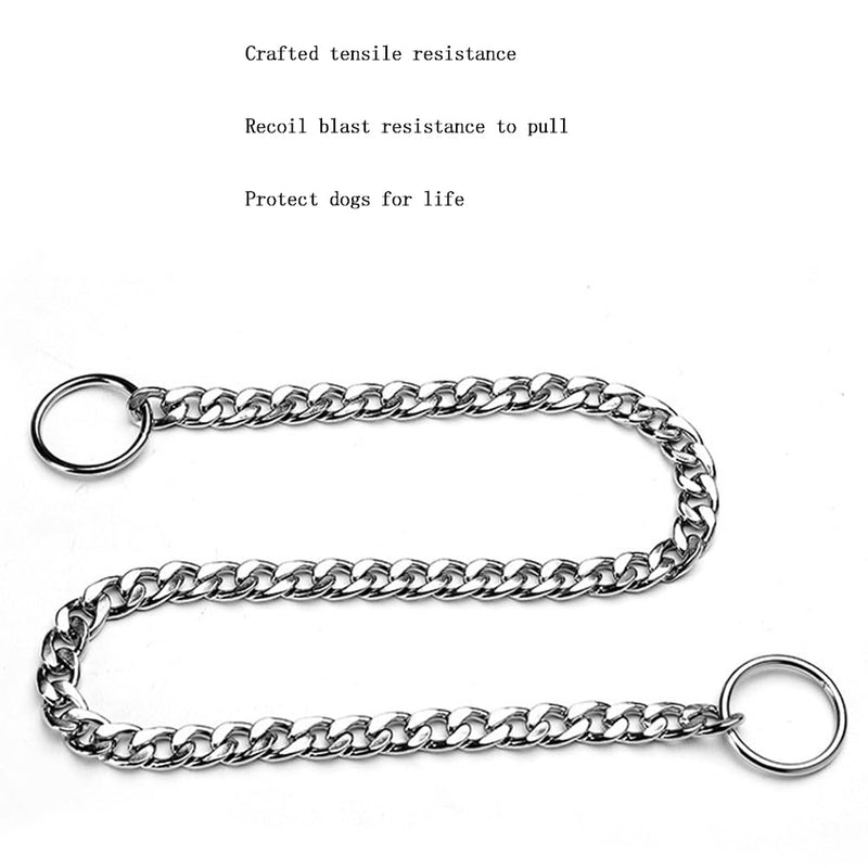 Dog Chain Collars for Large Dogs,Adjustable Flat Silver Metal Dog Collar,Heavy Duty Slip P Link Martingale Collar for Small Medium Large Big Dogs XL XL(Neck Max 22inch)D4.0mm