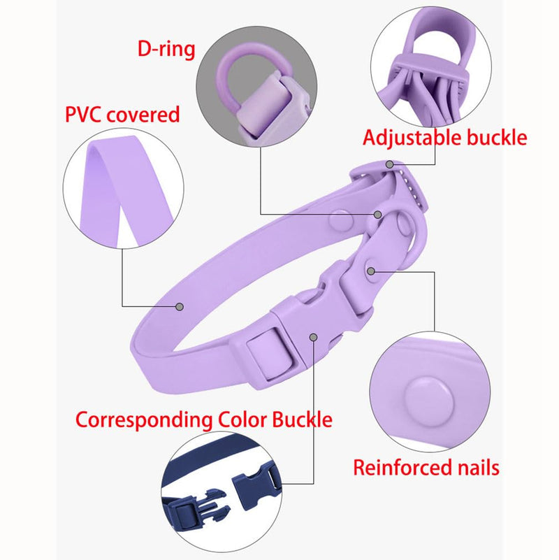 Red Rubber Dog Collar and Leash Set, Waterproof Silicone Plastic PVC Washable Quick Release Buckle Water Swim Girl Dog Collars for Small Medium Large Pet Female Dogs, L Red+leash L Neck15-23.6"