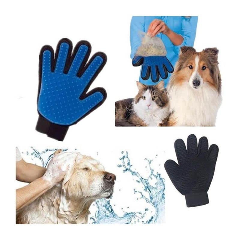 Pet Hair Remover Glove - Gentle Pet Grooming Glove Brush - Deshedding Glove - Massage Mitt with Enhanced Five Finger Design - Perfect for Dogs & Cats with Long & Short Fur - 1 Pack (Right-Hand), Blue - PawsPlanet Australia