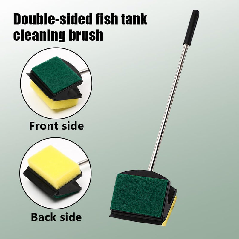 MiOYOOW Aquarium Algae Scraper, Double Sided Sponge Scrubber Cleaner Fish Tank Cleaning Brush with Long Handle for Aquariums Home 50cm - PawsPlanet Australia