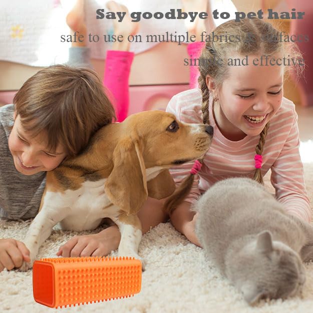 2 Pieces Pet Dog Cat Hair Remover, Block Roller Cleaner, Hollow Silicone Cleaner Brush for Sofa, Car Interiors, Furnishings, Carpets, Bedding or Any Fabric (Orange, Blue) A-blue and orange - PawsPlanet Australia