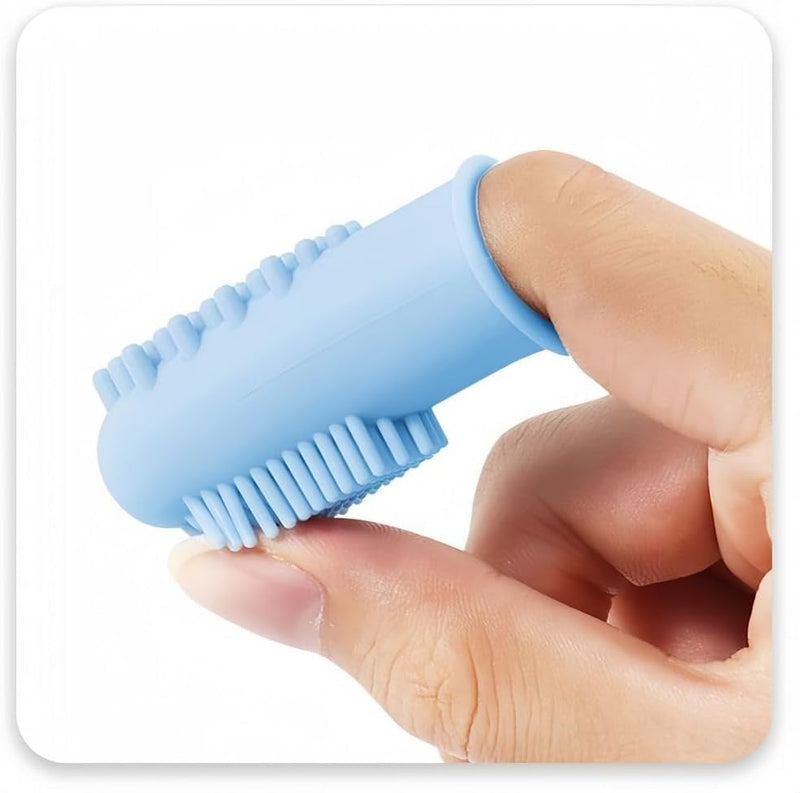 Pet Grooming Kit - 6 Silicone Finger Brush + Bath Brush with Dispenser - For Dogs and Cats - PawsPlanet Australia