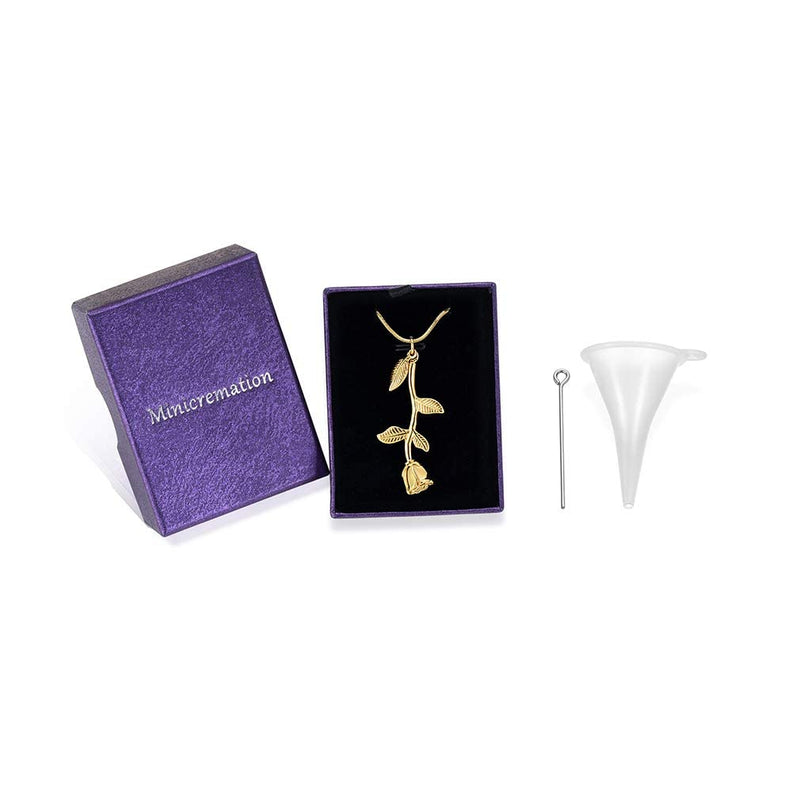 Rose Flower Cremation Jewelry Urn Necklaces for Ashes, Cremation Ash Jewelry Memorial Pendants for Human Pets Ashes Gold