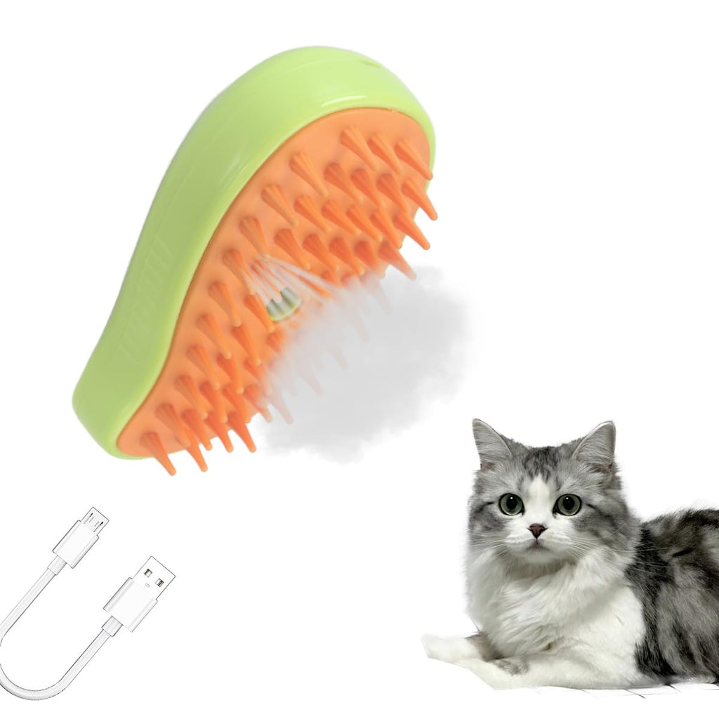 Cat Steamer Brush, Pet Hair Removal Brush, 3 in 1 Cat Steaming Brush, Pet Supplies for Small Dog Hair Brush - PawsPlanet Australia