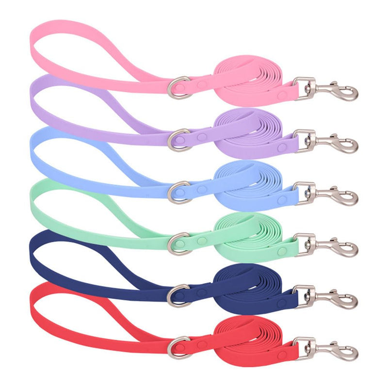 Red Rubber Dog Collar and Leash Set, Waterproof Silicone Plastic PVC Washable Quick Release Buckle Water Swim Girl Dog Collars for Small Medium Large Pet Female Dogs, L Red+leash L Neck15-23.6"