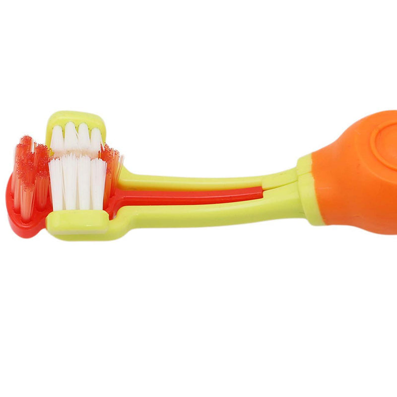 TIHOOD Three Sided Pet Toothbrush Dog Brush Addition Bad Breath Tartar Teeth Care Dog Cat Cleaning Mouth (Blue and Orange) Blue and Orange - PawsPlanet Australia