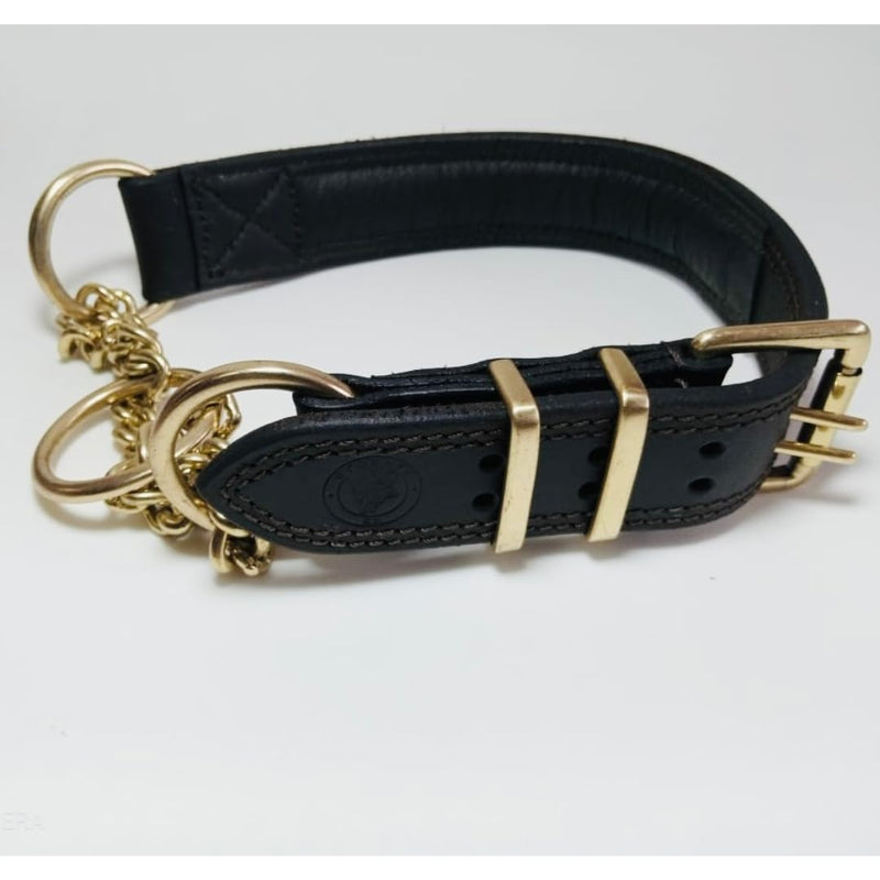 k9 Handmade Leather Martingale Collar for Dogs 100% Brass Hardware Suitable for Medium, Large, Extra Large Breed Dogs Training. Includes Leather Apple Airtag Dog Collar Pocket. (Medium) - PawsPlanet Australia