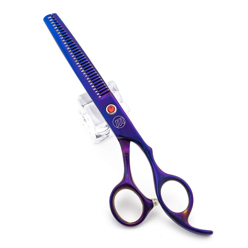 Moontay Professional 7.0" Dog Grooming Scissors Set, 4-pieces Straight, Upward Curved, Downward Curved, Thinning/Blending Shears for Dog, Cat and Pets, JP Stainless Steel, Purple 7 Inch (Pack of 4)