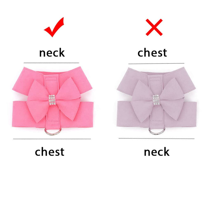 SELMAI Small Pet Dog Cat Bling Rhinestone Harness and Leash Set Bow Girls Soft Ultra Suede Leather, Adjustable/No Pull blue XL - PawsPlanet Australia