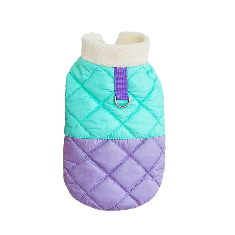 Cats and Small Dogs Warm Jacket Sweater, Thick Soft Sleeveless Coat with Buckle for Cats, Winter Vest with Fleece Inside for Cats and Small Dogs (Purple&Green, S (4-6lbs)) Purple&Green S (4-6lbs) - PawsPlanet Australia