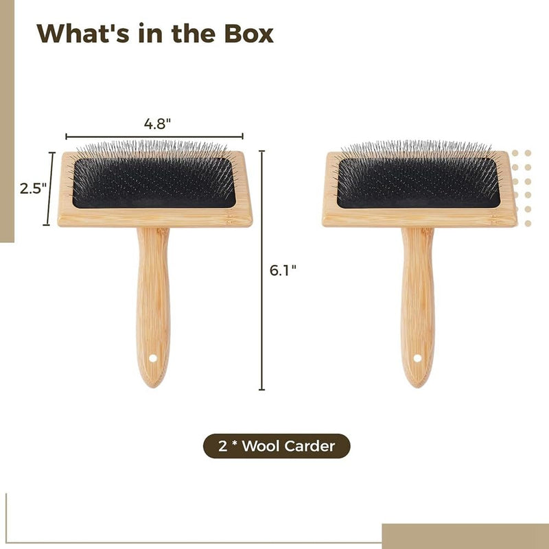 2 PCS Wool Carders, 6.1InchX4.8Inch Hand Carders for Wool, Craft Wool Felt Mixing Tool, Pet Slicker Brush Easy to Use - PawsPlanet Australia