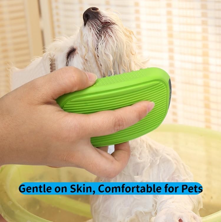 3-in-1 Pet Grooming Set: Soft Silicone Curry Bath Brush *1 & Stainless Steel Comb *1 for Dogs/Cats with Short/Long Matted Hair,Gentle Deshedding & Knot Removal,Dry & Wet Use Massage Glove*1 3PC IN 1