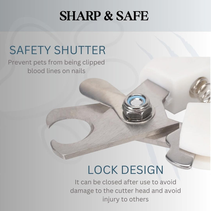 Pet Nail Clippers and Trimmers: Ensuring Safety with Guard, Includes Nail File and Sharp Blade - Ideal Grooming Tool for Cats and Dogs - Dog Nail Clippers, Cat Nail Trimmer, white & Blue - PawsPlanet Australia