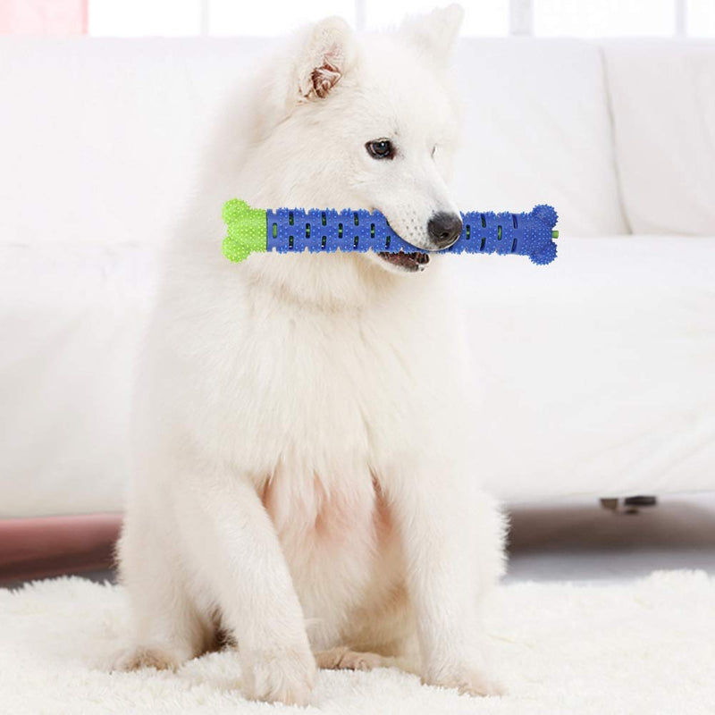 YOUTHINK Doggy Toothbrush Chew Toy, Silicone Dog Teeth Grinding Stick Bone Stick Teeth Cleaning for Small Medium Large Dogs (Blue Green)