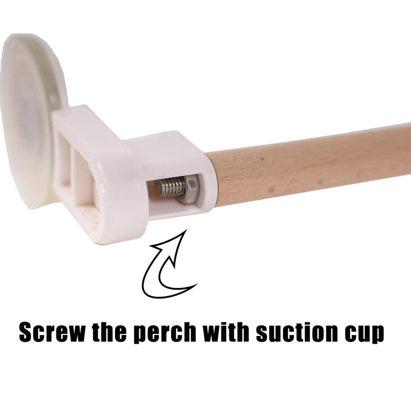 Window Suction Bird Perch Toy for Parakeet, Movable Bird Perch Stand with Rotating Balls Bells for Window Mirror Glass Mount, Spinning Perch Toy for Budgies Cockatiel Conure Typical Perch White - PawsPlanet Australia