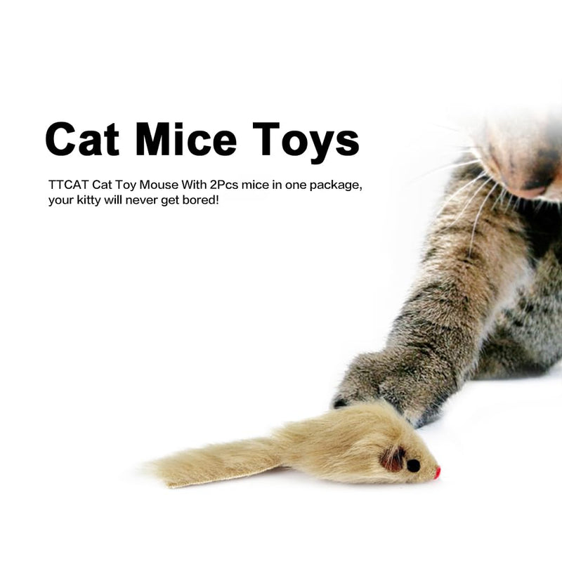 2PCS Cat Mice Toys,Faux Fur Cat Mice Toys with Plastic Body, Interactive Catch Play Mouse Toy for Indoor Cats,Kittens - PawsPlanet Australia