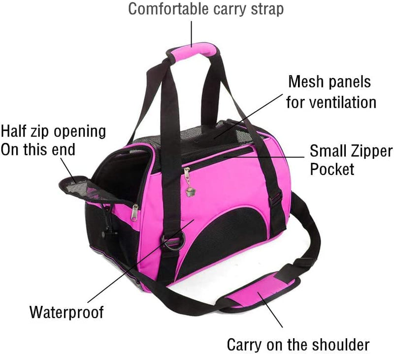 Cat Carrier,Soft-Sided Pet Travel Carrier for Cats,Dogs Puppy Comfort Portable Foldable Pet Bag Airline Approved (Small Rosered) Small RoseRed - PawsPlanet Australia