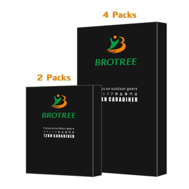 BROTREE Locking Carabiner Clips 12KN (1200 kg) Heavy Duty Carabiners for Hammock, Camping, Hiking, Backpack and More (2 or 4 Packs) Locking 4 x Black2Blue2