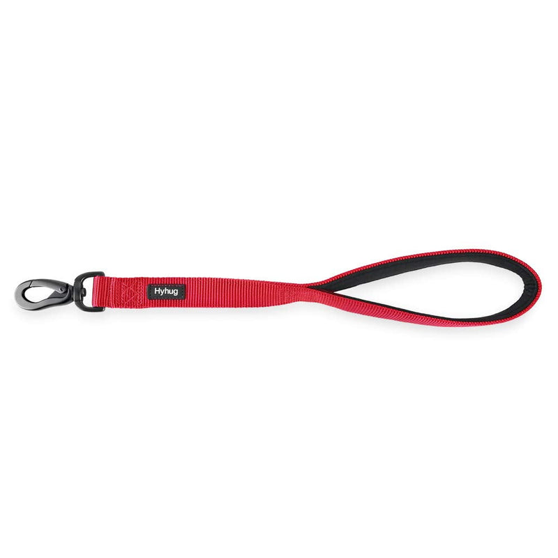 Hyhug Pets Premium Upgraded Durable Nylon 18 Inch Short Leash with Comfort Padded Neoprene Lined Handle for Medium Large Giant Dogs Daily Walking and Professional Training Lead. Red - PawsPlanet Australia