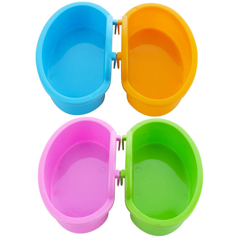 4 Pack Hamster Food Bowl - Anti-Turnover Fixable Bowl for Hamster Mice Rat Hedgehog and Small Pet (Pink, Green, Blue and Orange)