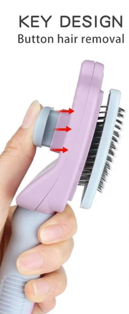Pet Self Cleaning Slicker Brush, Skin Friendly Deshedding Grooming Tool for Shedding & Haired Pets, 3 Colors Available Pink, Blue and Purple (Blue) - PawsPlanet Australia