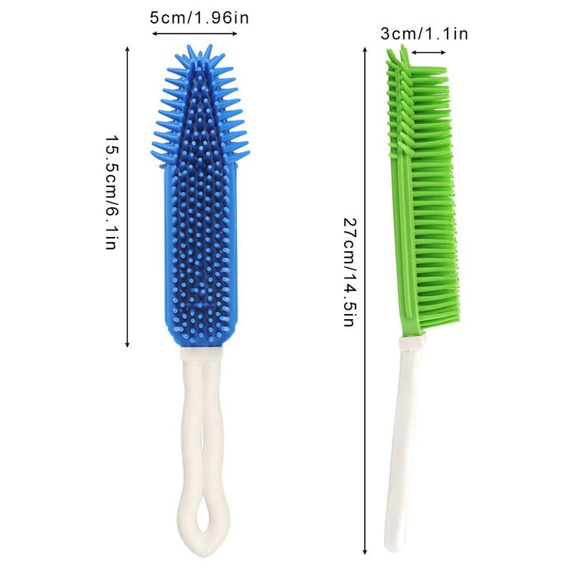 2 Pack Pet Hair Remover Rubber Portable Fluff Cleaner for Carpet Clothes Furniture Sofa Leather Car Seat Also Used as Dog Cat Bath Brush with Massage Effect (Green + Blue) - PawsPlanet Australia