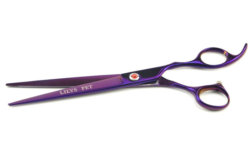 LILYS PET Professional PET Grooming Scissors Kit,Coated Titanium,Sharp and Strong Stainless Steel Blade for Dogs Cats Hair Cutting,3 Pieces of Scissors with a Comb and a Case (8.0 inches, Purple) 8.0 inches - PawsPlanet Australia