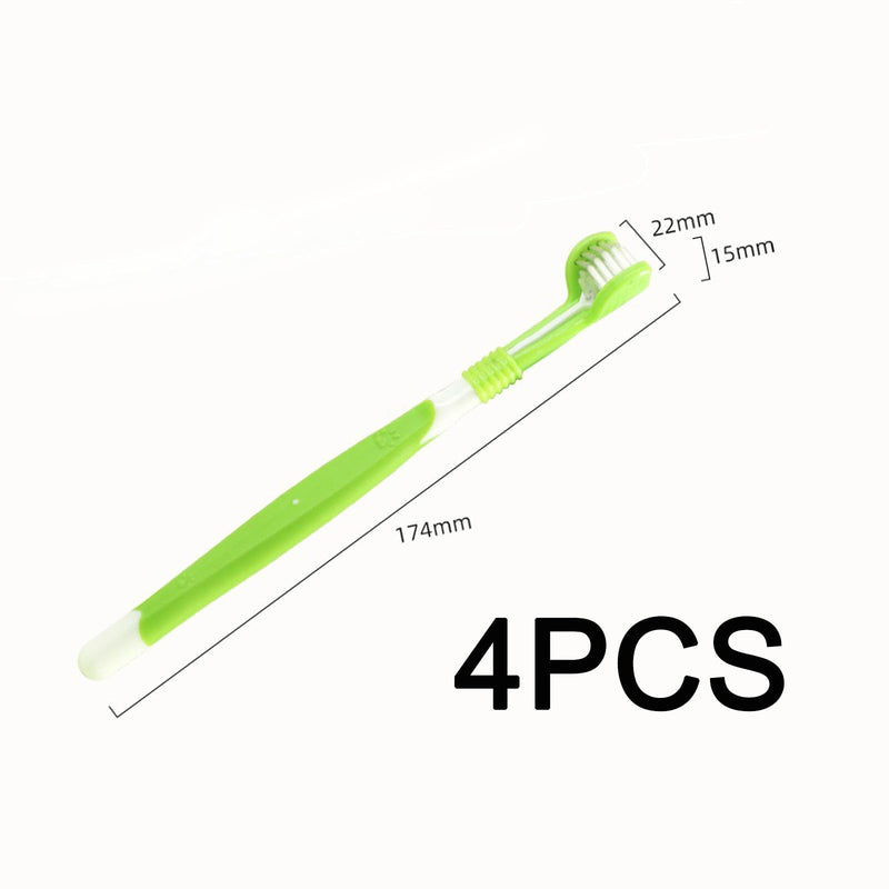 Pack of 4 Dog Toothbrush, Pet Toothbrush, Toothbrushes for Dogs, Dental Care for Cat, Triple Head Dog Toothbrushes, Oral Hygiene for Pets, Deep Cleaning Set for the Oral Cavity