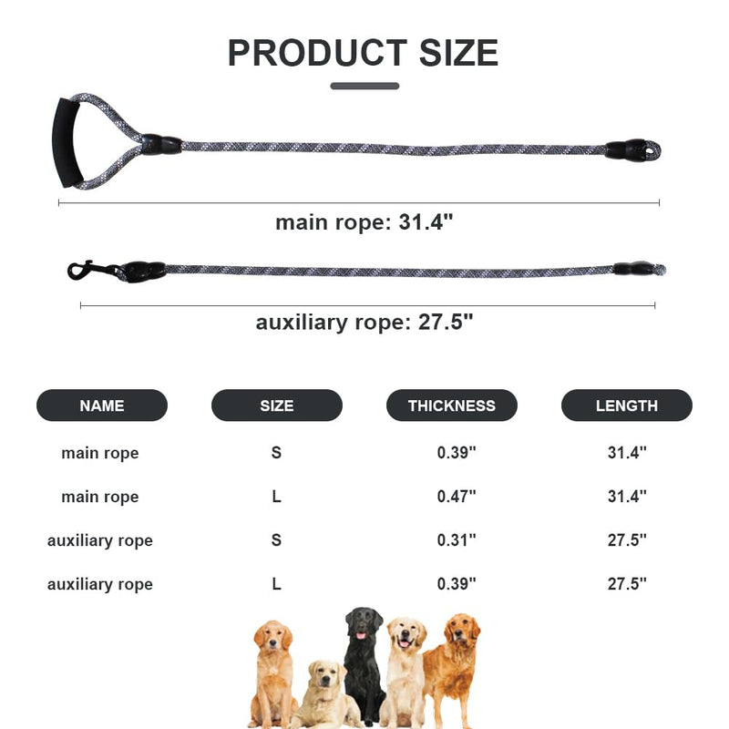 Dual Dog Leash, Reflective Heavy Duty Two Dog Leash for Small Medium Large Dogs, 2 Dog Leashes, 360° Swivel Tangle Free with Comfortable Handle, Support Add to Multiple Rope, Black Double Leashes - PawsPlanet Australia