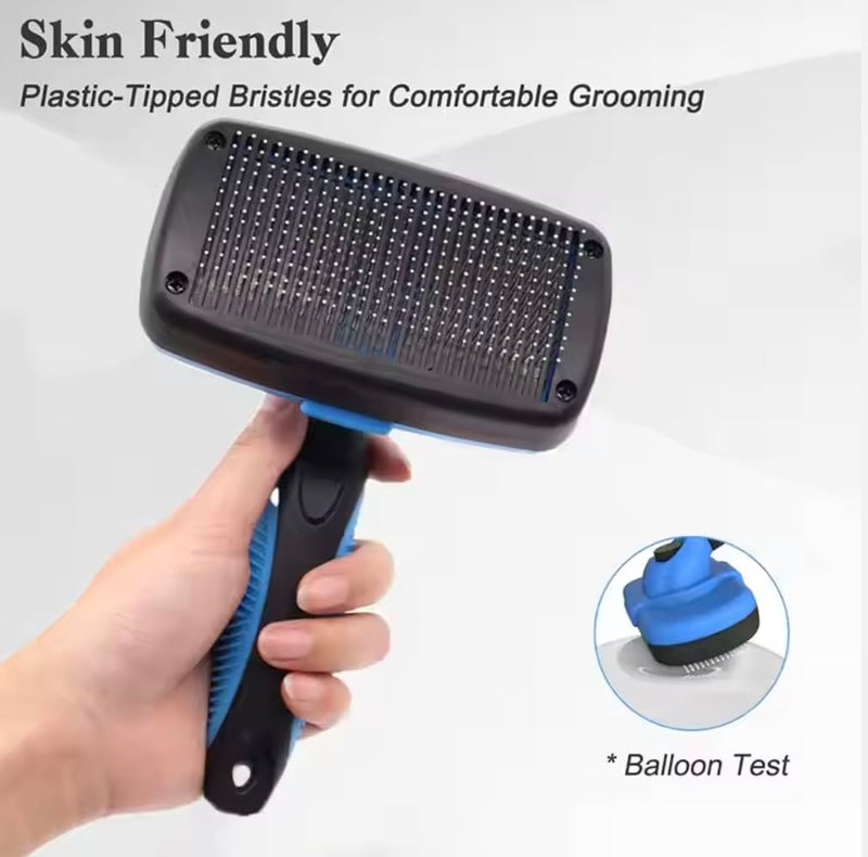 Self-Cleaning Dog & Cat Slicker Brush for Pets with Long Or Short Hair, Dog Brush for Shedding Short Hair, Cat & Dog Grooming Brush, Cat Comb, Dog Comb, Deshedding Dog Brush - Blue - PawsPlanet Australia