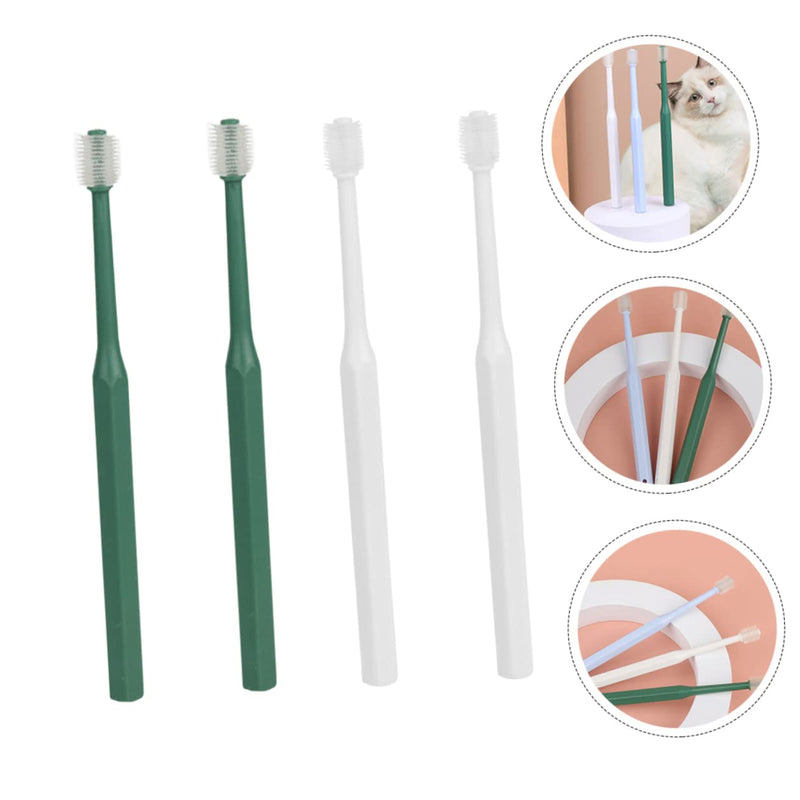 Abaodam Pack of 4 Manual Toothbrushes for Pets with Ergonomic Handle, All-Round Brush for Effective and Gum Cleaning for Small Dogs and Cats, Compact and Versatile