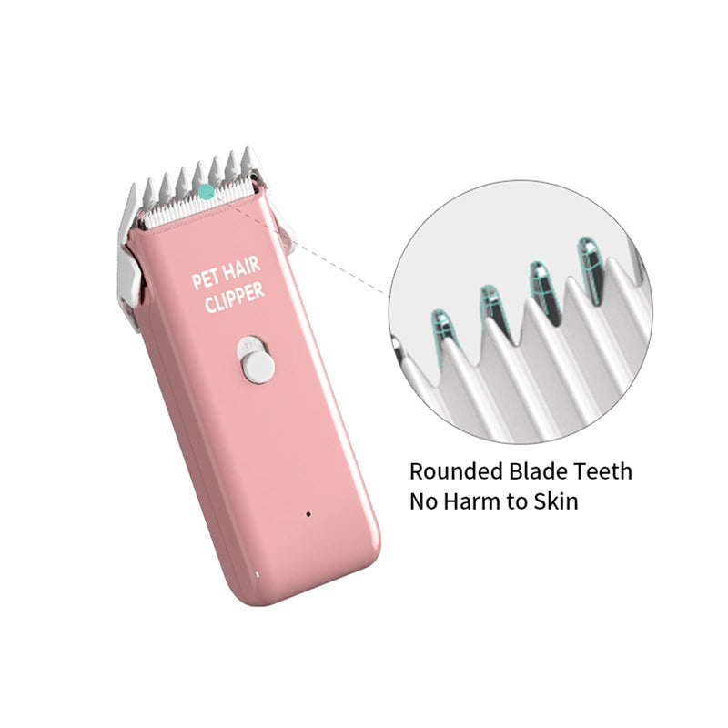 Dog Cat Home Hair Waterproof Clipper Portable Electric USB Rechargeable Pet Grooming Tools Low Noise Shaver Cordless Trimmer for Small and Large Pets Pink